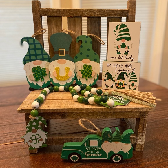 St. Patricks Day Gnome Bundle Of 7, Irish Gnome Decor, Farmhouse Gnome Decor - Picture 2 of 16